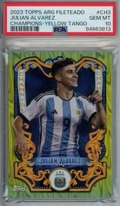 2023 Topps Argentina Fileteado Julian Alvarez Champions Yellow Tango /150 PSA10 - Picture 1 of 2