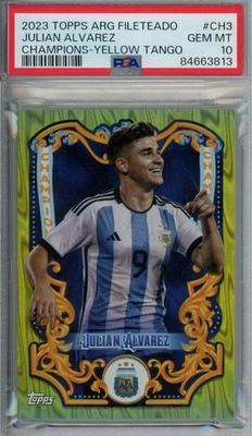 2023 Topps Argentina Fileteado Julian Alvarez Champions Yellow Tango /150 PSA10 - Image 1 of 2