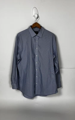 NORDSTROM Men's Shop Dress Shirt 17  34 Blue And White Striped Twill - Image 1 of 4