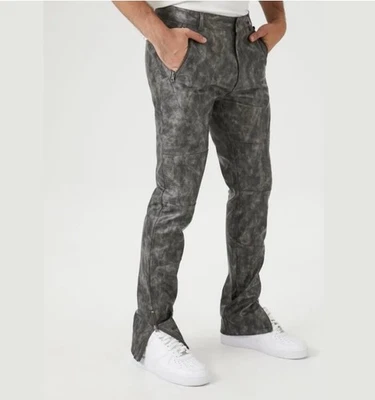 Pantalones de moto Forever 21 de cuero sintético para hombre talla 32 gris envejecido vanguardista nuevos con etiquetas G-0144 Foto 1 de 4