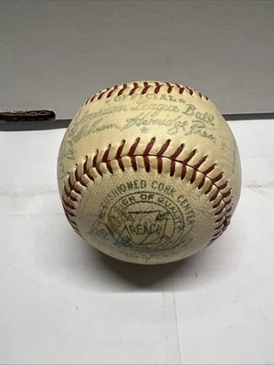 Vintage 1950s Reach American League Baseball W/ Autos Cleveland Indians Rocky  - Image 1 of 4