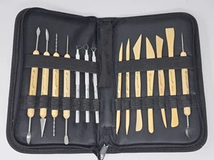 Neu 15-teiliges Loew-Cornell Ton Handwerk Bildhauerei Werkzeug Set in schwarzem Koffer Holz Metall - Bild 1 von 4