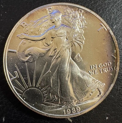 1989 Liberty American Eagle 1 OZ Fine Silver 1 Dollar $1 Coin - Image 1 of 2