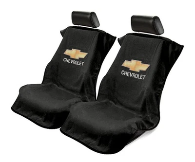 Fundas de asiento de auto delanteras Seat Armour de 2 piezas para Chevrolet - tela de felpa negra Foto 1 de 2