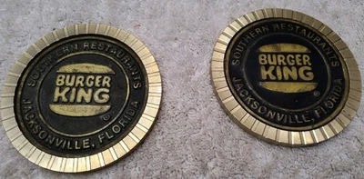 Vintage Lot Of 2 Metal Heavy Burger King Coaster Fast Food Restaurant Rare - Image 1 of 4
