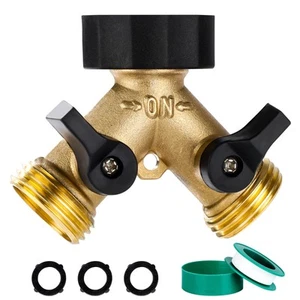 Garden Hose Splitter 2 Way, Y Connector Brass Garden Hose Adapter, Water Hose... - Picture 1 of 7