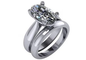 3.15ct J VS2 natural oval diamond solitaire engagement wedding ring set platinum - Picture 1 of 2