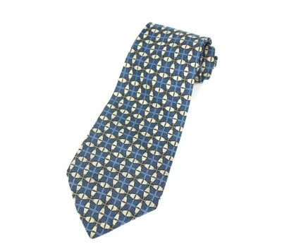 Guess Mens Necktie Designer Tie Blue Gray Geometric 100% Silk USA L-58 W-4 NWOT - Image 1 of 4