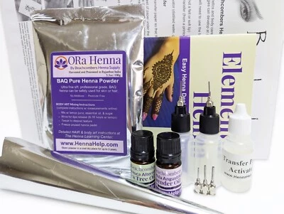 DELUXE Henna Starter Kit para Principiantes Mehndi Tatuaje Polvo Conos Transferencia de Libro Foto 1 de 4