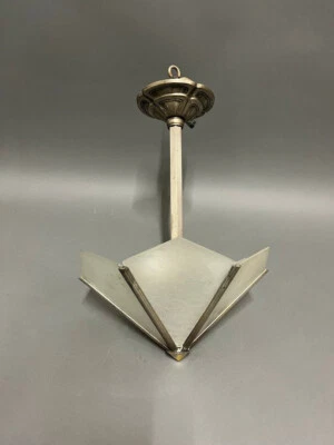 lustre ancien suspension art deco verre métal 1930 - Photo 1/4