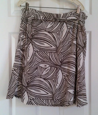 Falda Talbots 100% Lino Irlandés 18WP Algodón Forrado Corbata Faja Lavable Marrón Marfil Foto 1 de 4