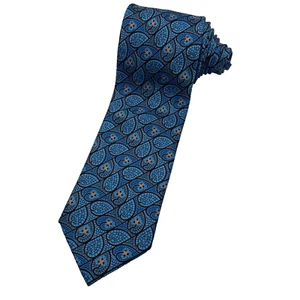 ITALO FERRELLI Silvi Marina Men's Blue Mosaic Geometric Italy Silk Neck Tie - Picture 1 of 8