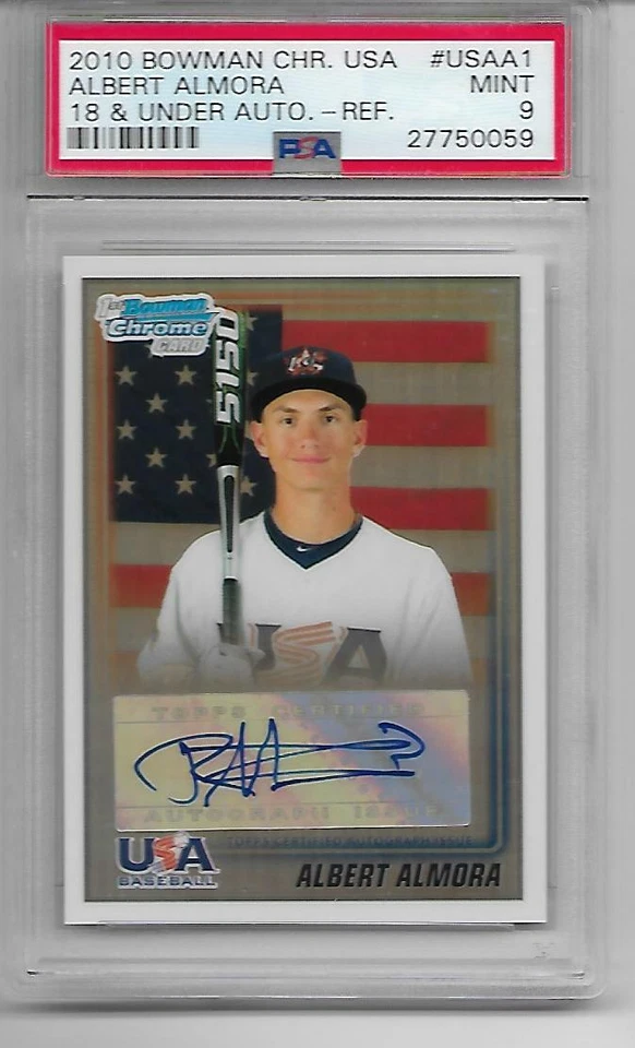 Albert Almora 2010 Bowman Chrome Refractor RC Auto Card /199 PSA MINT Autograph - Image 1 of 1