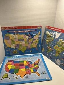 Lot of 3 Puzzle Patch 25 Piece Picture Puzzles (Children's Puzzles Ages 3-7) Map - Picture 1 of 14