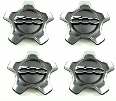 x4 Fiat 500X Aleación Tapas Centrales Borde Negro/Cromo Genuino 735626312 Foto 1 de 3