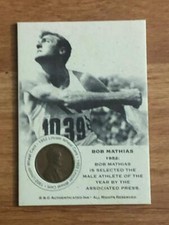 Authenticated Ink Coin Card - 1952 Lincoln Wheat Penny - Bob Mathias
