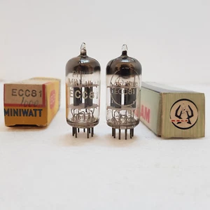 ECC81 12AT7 Philips (Adam) Tk1 Baujahr 1957, Foil D Getter, Matched Pair, selten - Bild 1 von 5