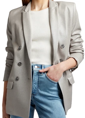 全新 EXPRESS 灰色金属双排扣西装外套 XS 码 — 第 1/4 张图片