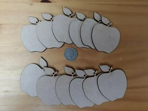 12x MDF Wooden Apple Craft Shapes Wood DIY Decoration Disc Plaque - Picture 1 of 6