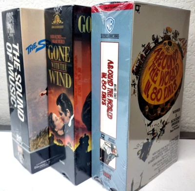 3 Classic VHS Movies Gone With the Wind Sound of Music Around the World 80 Days - Image 1 of 4