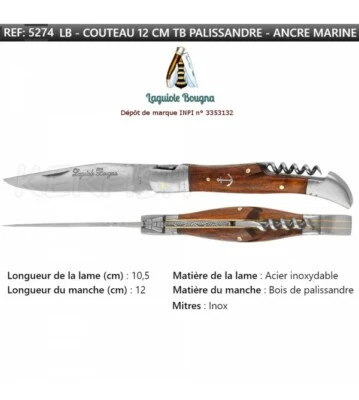 Couteau Pliant n° 5274 TB ANCRE MARINE LAGUIOLE BOUGNA