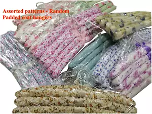 10pc Cloth Coat Hanger Hangers Flower Fabric Cover Padded Assorted Pattern New - Picture 1 of 8