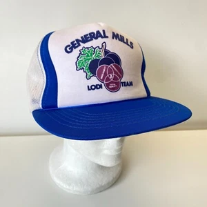 Vintage General Mills Lodi Ca Team Snapback Mesh Trucker Hat Blue Grapes Wine - Picture 1 of 6