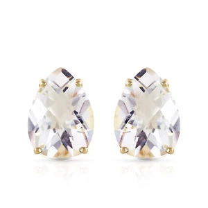14K.GOLD FRENCH CLIPS EARRING WITH NATURAL WHITE TOPAZ (Yellow Gold) - Picture 1 of 6
