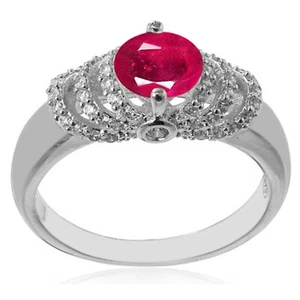 925 Sterling Silver 2.30Ct Oval Shape 100% Natural Burmese Red Ruby Women's Ring - Picture 1 of 1