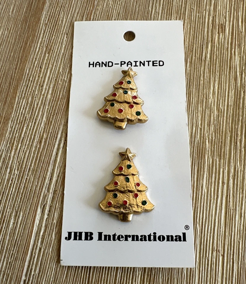 Vintage JHB Intl Button Christmas Santa Tree French Horn Gingerbread NOS