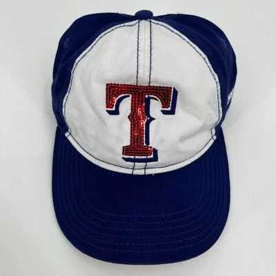 New Era Strapback Hat Youth One Size White Blue Texas Rangers MLB Baseball Logo - Image 1 of 4