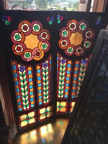 SG 2345 match Pair antique jeweled unusual Gothic windows 21 x 53.25 Cover