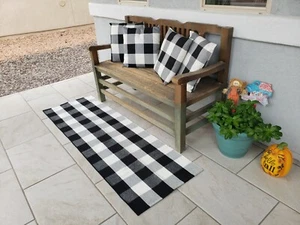 Versatile Buffalo Plaid 2'x6' Rug – Stylish Black and White Entryway Solution - Picture 1 of 8