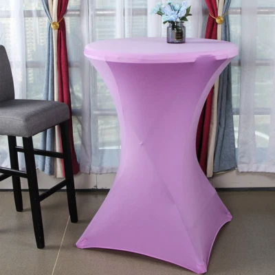 1 X Cocktail Round Table Cover Four-Way Stretch Wedding Party Tablecloth - Image 1 of 4