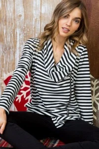 Black Striped Flyaway Ziipper Cardigan - Bild 1 von 7