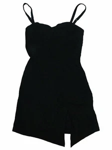 Free People Monroe Solid Color Slit Hem Mini Sleeveless Dress Size S NWT Black - Picture 1 of 1
