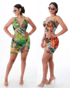 Women's Sexy Cut Out Bodycon Sleeveless Summer Beach Party Club Mini Dress US - Picture 1 of 8