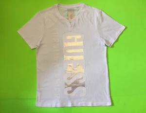 GUESS Los Angeles Men’s Short Sleeve T-Shirt Size MEDIUM White w/Silver Cotton - Picture 1 of 12