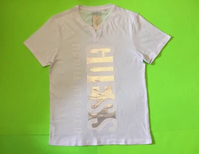 GUESS Los Angeles Men’s Short Sleeve T-Shirt Size MEDIUM White w/Silver Cotton - Image 1 of 4