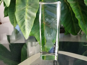 3D Laser Etched Angel & Cherbs in Clouds Paperweight Heavy Glass 6" Tall - Picture 1 of 7