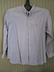 Camicia a maniche lunghe abbottonate Ralph Lauren taglia 17,5 XL viola/verde - Foto 1 di 19
