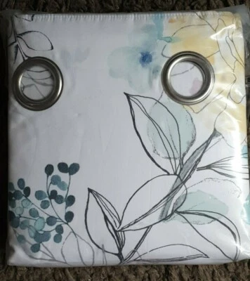 NEXT Tencel Water Colour Floral ochre Blackout Thermal Lined Curtain 228x 229cm - Image 1 of 4