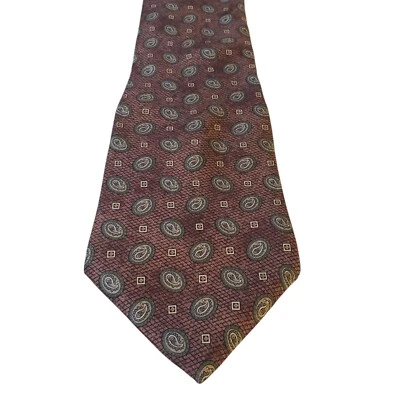 Gravata de pescoço The Arrow Company masculina luxo verde borgonha paisley igreja empresarial - Imagem 1 de 4