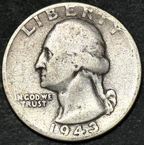 1943-P WASHINGTON SILVER QUARTER - EAGLE BACK - DETAILED OLD COIN - Picture 1 of 2
