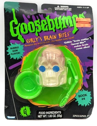 Vintage 1996 Kenner Goosebumps Curly's Brain Bites Figure  Bubble Gum New MOC Cover