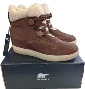 🎁Sorel Women's Out N About Cozy Wedge Brown Suede Boots Size 6.5 Booties NEW - Picture 1 of 9