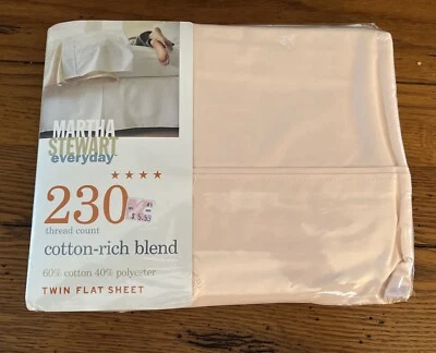 Folha plana dupla Martha Stewart Everyday 230 fios contagem concha rosa NOVO LACRADO - Imagem 1 de 2