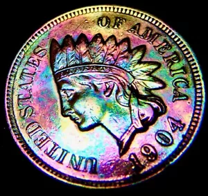 1904 /1C /MONSTER TONED INDIAN NEAR 4 DIAMONDS / AN AWESOME EYE CANDY INDIAN:-)) - Picture 1 of 3