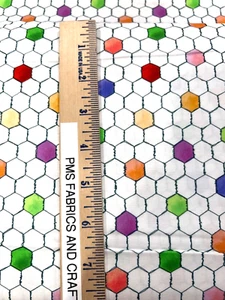 Loralie Chicken Wire 100% cotton fabric by the yard 36 x 44 Multicolor 692-233 - Picture 1 of 7