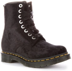 DR MARTENS Vegan 1460 Crus Samt Schnürer Band Damen Stiefel IN Schwarz UK 3 - 7 - Bild 1 von 12